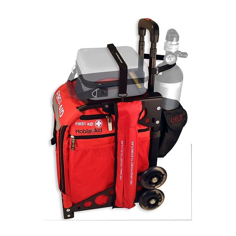 MobileAid Trauma BLS (Basic Life Suppport) EASY-ROLL Modular First Aid Station with Oxygen Tank Holder & AED Strap (31580) image 1
