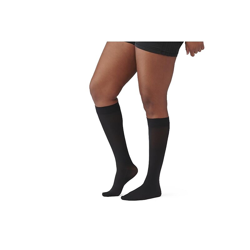 Curad 20-30mmHg Knee High Compression Hosiery, Black, B Size, Regular Length, Each (MDS1703BBH) image 1