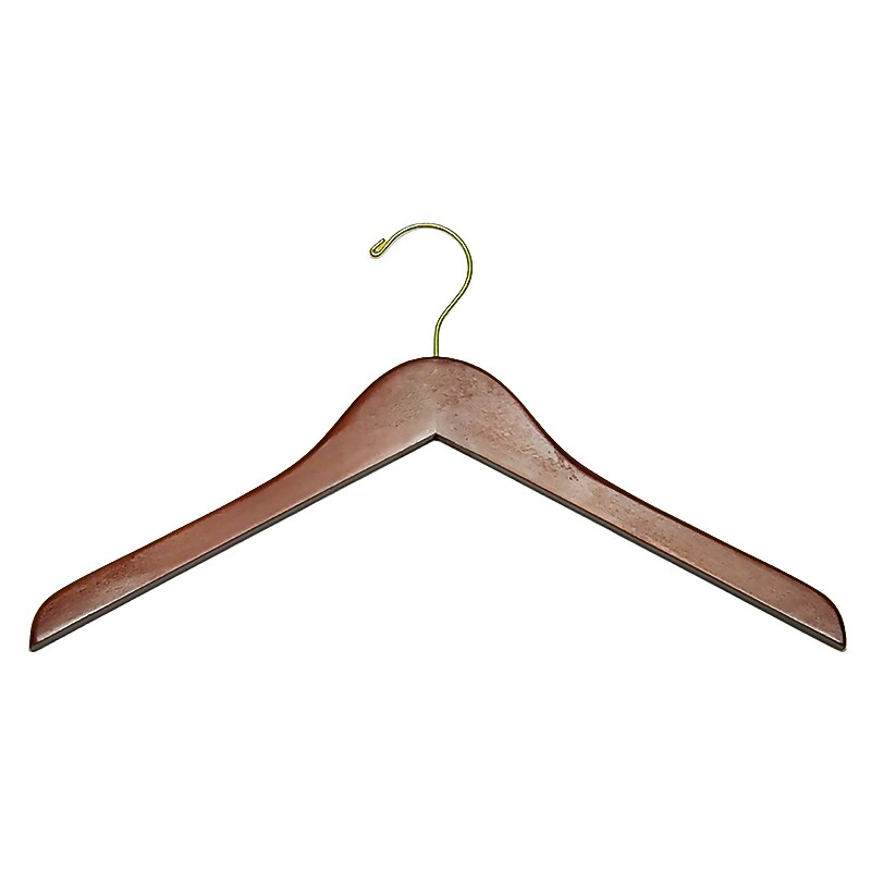 Nahanco 17" Flat Top Hanger, Gold Hook, Walnut, 100/Box (8317GH) image 1