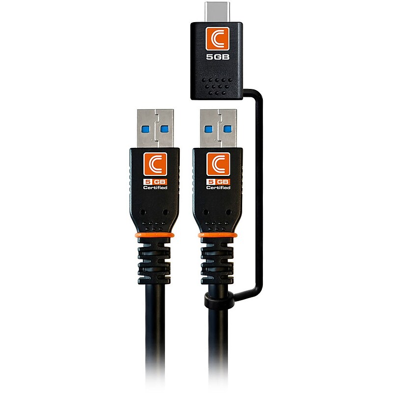 Comprehensive Pro AV/IT Integrator 3 ft. USB A to USB A/USB C Cable, Male to Male, Black (TF5G AAC 3PROBLK) image 1