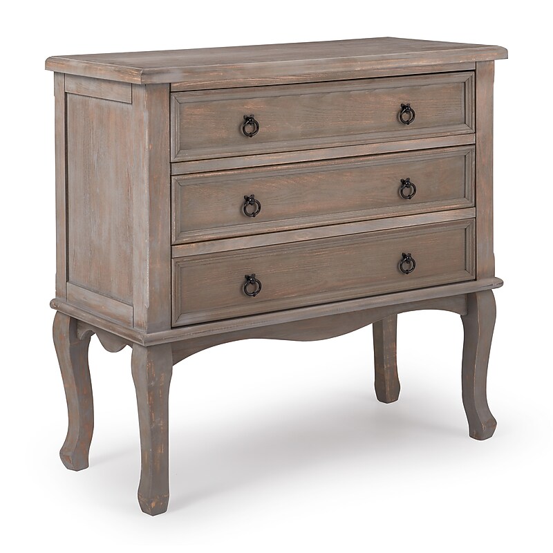 ClickDecor Thomas 32"W x 32"H Wood Storage Chest with 3 Drawers, Gray (FUTB10110A) image 1