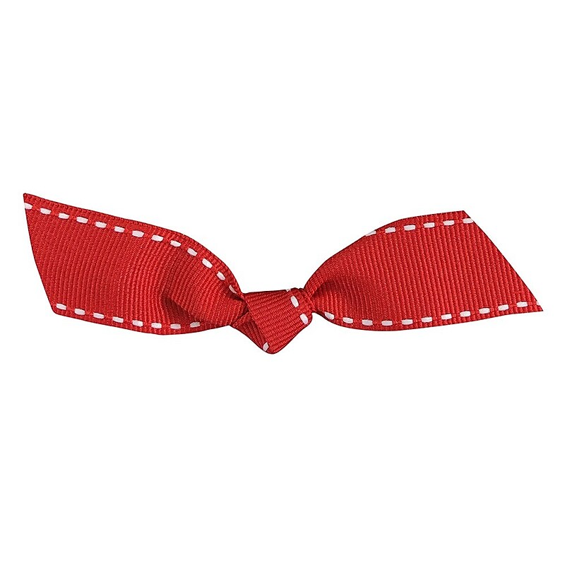 JAM Paper Grosgrain Bows, Red and White Stitch Flair, 100/Pack (52640349323) image 1