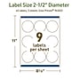 Avery Dissolvable Circle Multipurpose Labels, 2.5" Dia., Off-white, 45/Pack (94502)~#|#~CC717819-AAFE-4F3D-8638EC6C7015948C_sc7
