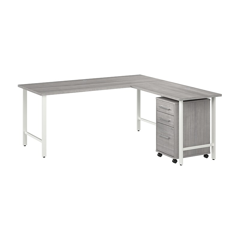 Bush Business Furniture Hustle 72"W L Shaped Computer Desk with 3 Drawer Mobile File Cabinet, Platinum Gray (HUS013PG) image 1