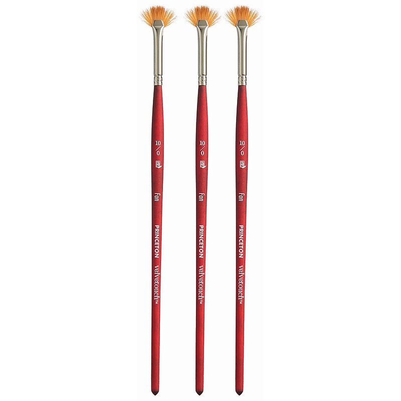 Princeton Velvetouch Short Handle Mixed Media Synthetic Fan Brush, 3/Pack (PBXP3950FN100-3) image 1