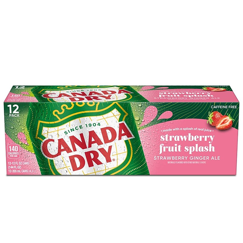 Canada Dry Fruit Splash Strawberry Ginger Ale, Caffeine Free, 12 oz., 24 Cans/Carton (DRP39464) image 1