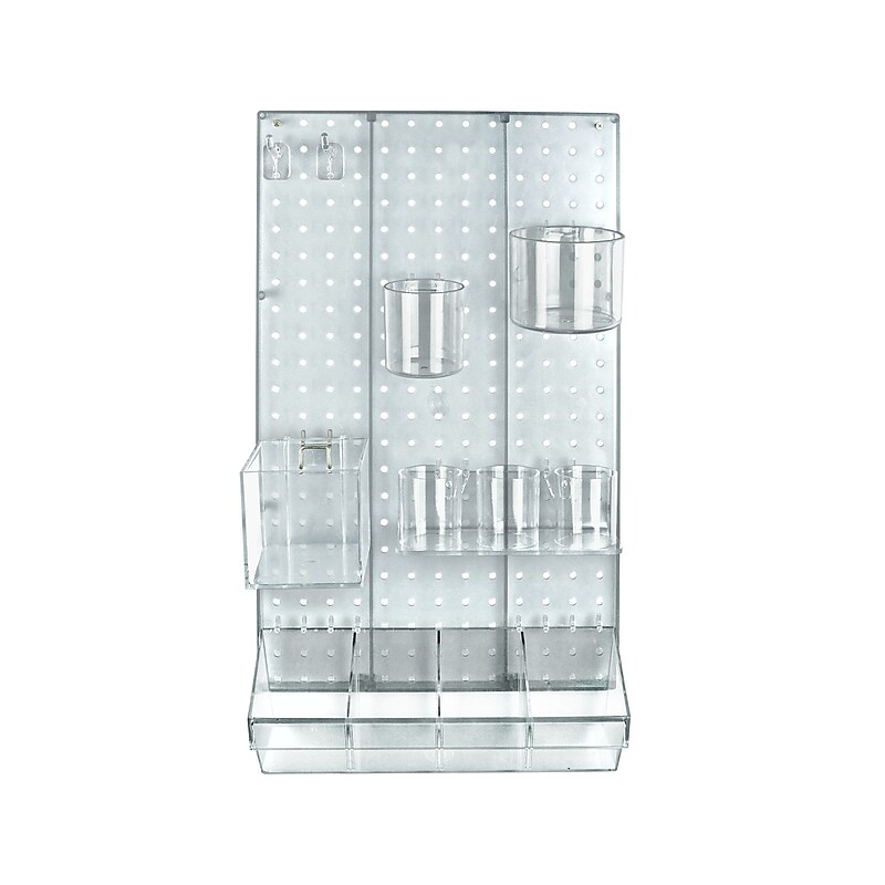 Azar 22" x 13.5" 12-Piece Pegboard Wall Organizer Kit, Clear, Each (900942-CLR) image 1