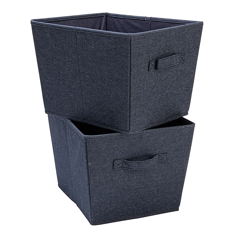 Household Essentials Medium Folding Fabric Storage Bin, 10" x 14"x 12", 29.09 Qt., Blue, 2/Pack (HE1069) image 1