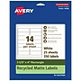 Avery EcoFriendly Laser/Inkjet Rectangle Multipurpose Labels, 1-1/3" x 4", White, 350/Pack (94206)~#|#~CC9B4AB2-458E-4718-9E1B3F4C37D4732E_sc7