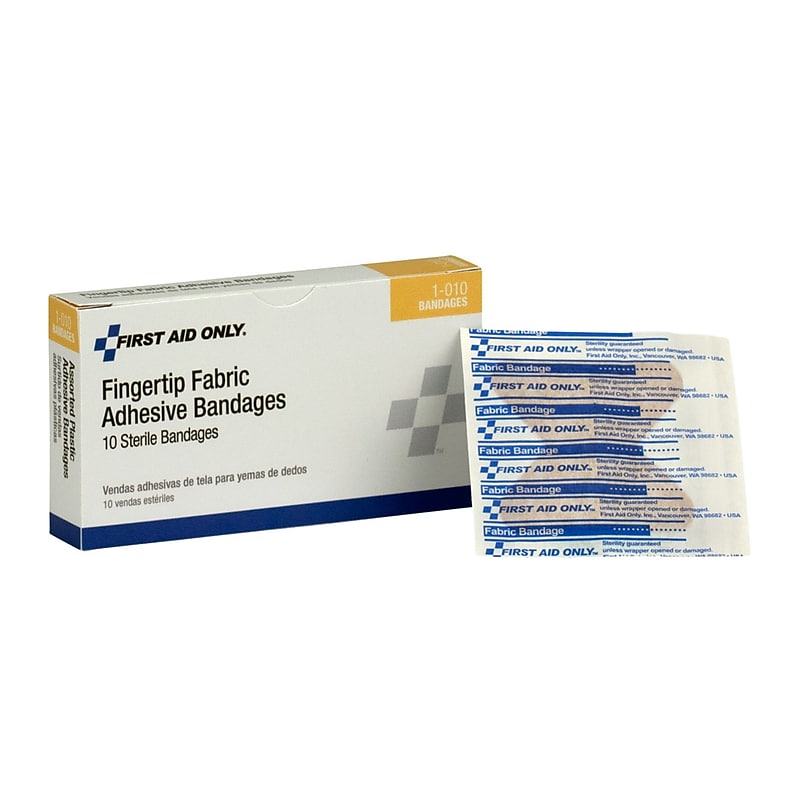 First Aid Only 1.75" x 2" Fingertip Fabric Adhesive Bandages, 10/Box (1-010) image 1