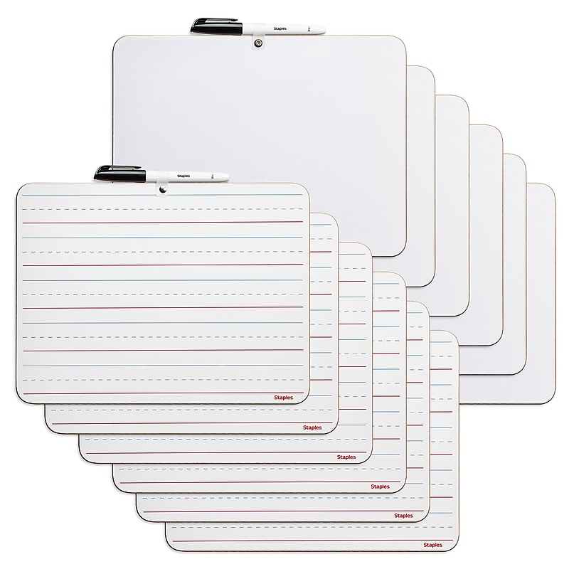 Staples Double Sided Dry-Erase Learning Board, 8.9" x 11.8", 12/Pack (61296-12PK) image 1