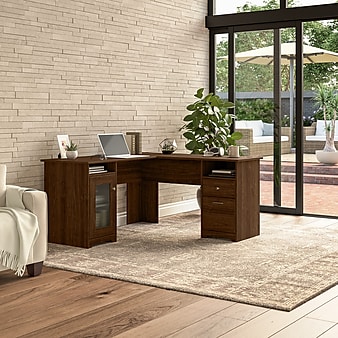 Bush Furniture Cabot 60" L-Shaped Desk, Modern Walnut (WC31030K)