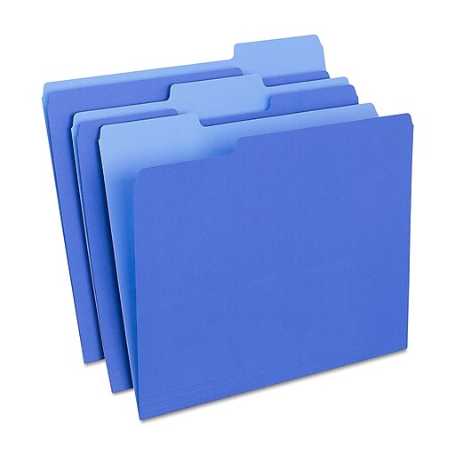 Staples® Reinforced File Folder, 1/3Cut Tab, Letter Size, Blue, 24