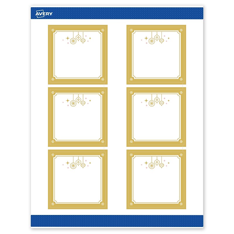 Avery Square Multipurpose Labels, 3" x 3", White, 60/Pack (19479370524) image 1