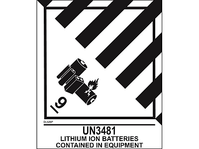 thumbnail image 2 of 10x Lithium Ion Battery Labels - 4.375" X 4.75" UN3481 Shipping Stickers 2 of 6