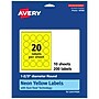 Avery Round Laser/Inkjet Multipurpose Labels, 1-2/3" Dia, Neon Yellow (200/Pack)~#|#~CCB76E30-683D-4B29-80419FC4FF64BA62_sc7