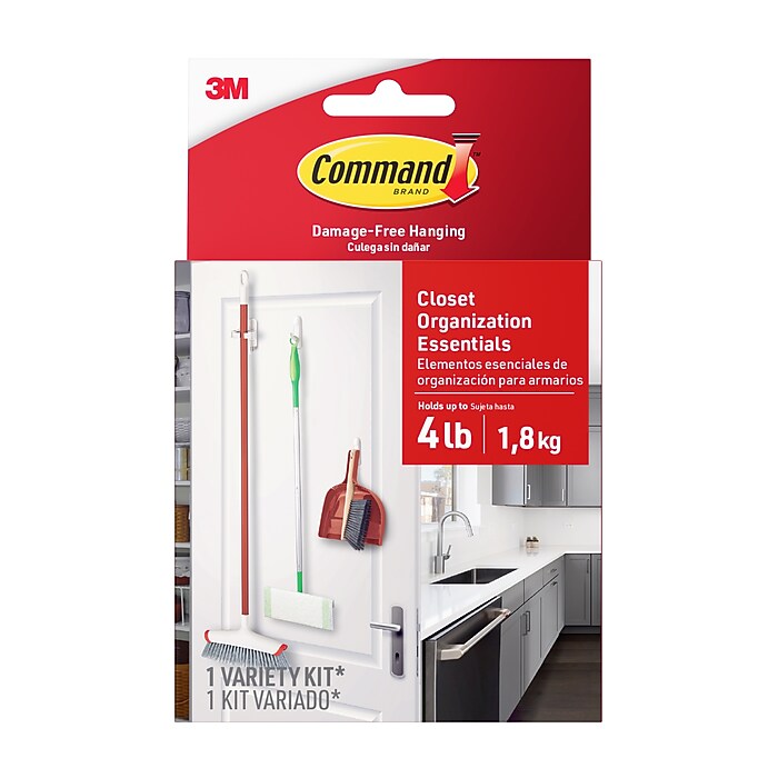 Command Small Utility Broom Gripper Kit, White, 3/Pack (17235-ES