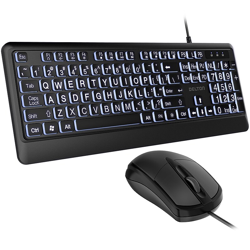 Delton KBM20 Wired Keyboard and Optical Mouse Combo, Black (DKMBG20-U) image 1