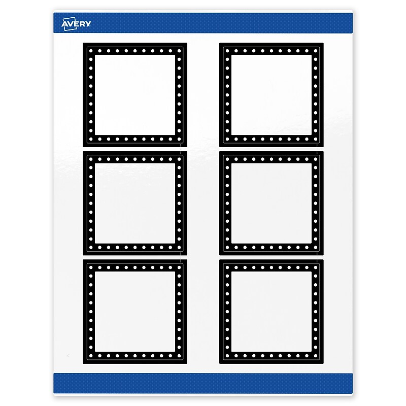 Avery Laser/Inkjet Square Multipurpose Labels, 3" x 3", White, 60/Pack (S00-DKR) image 1