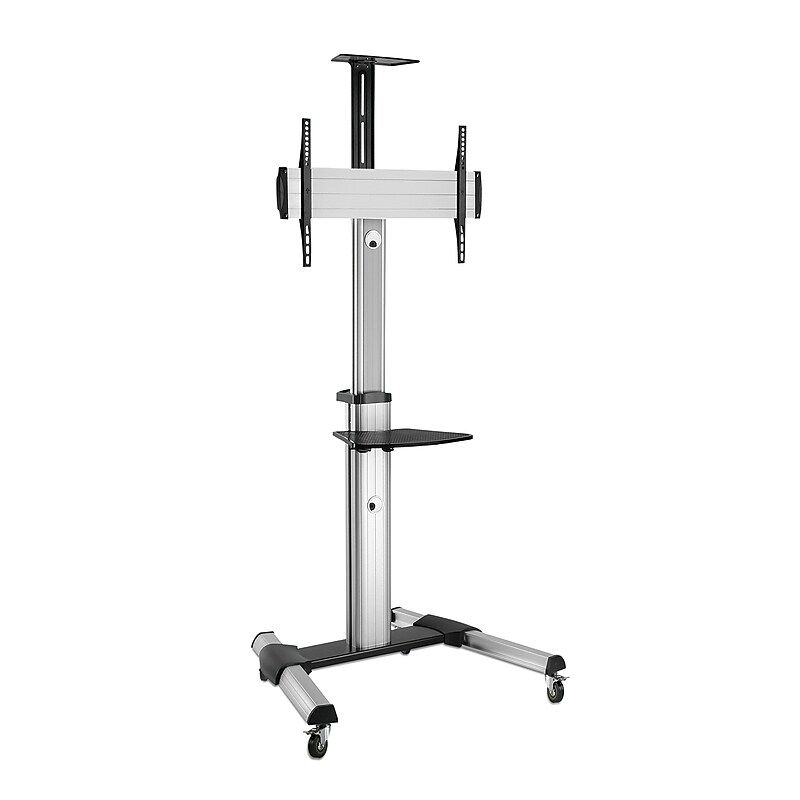 Mount-It! 2-Shelf Mobile Height Adjustable TV Cart for 32"-70" Displays, Gray (MI-875) image 1