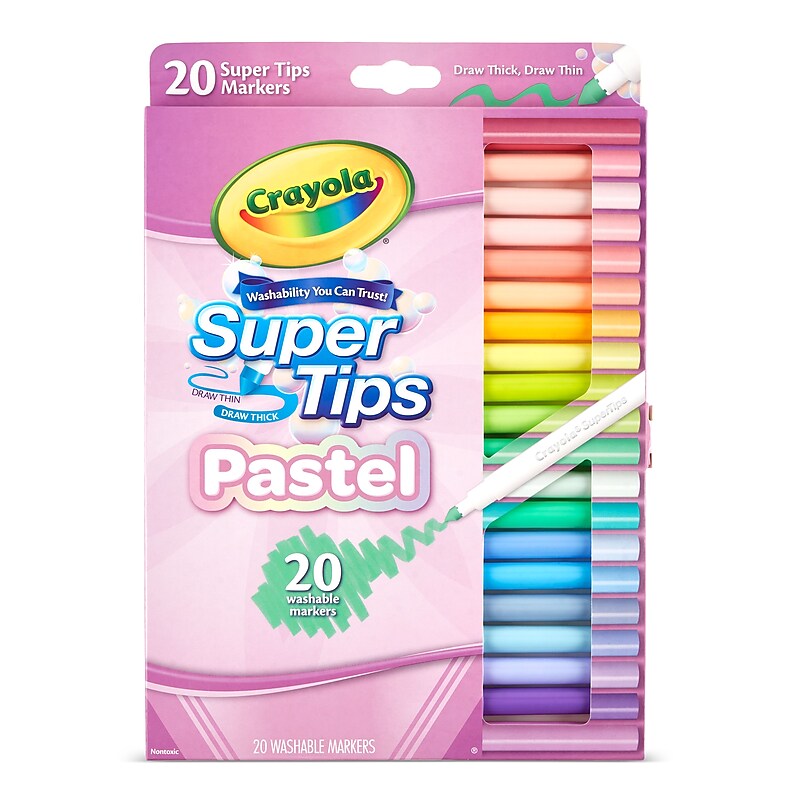 Crayola Pastel Washable Water-Based Marker, Fine Point, Assorted Pastels, 20/Pack (587516) image 1
