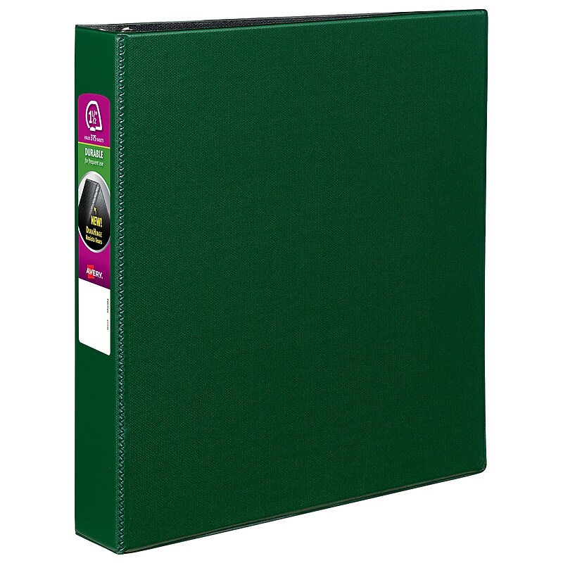 Avery 1 1/2" 3-Ring Non-View Binders, Slant Ring, Green (27353) image 1
