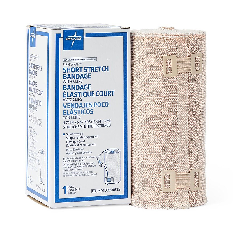 Medline Firm-Wrap Cotton Short Stretch Elastic Bandages, 4" x 5 yds., 20/Carton (MDS099005SS) image 1
