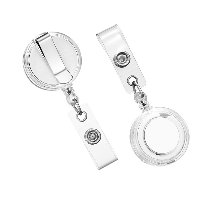 Staples Badge Reels, 33" Retractable Cord Length, Vinyl/Metal, Translucent, 25/Pack (18916/3748085) image 1