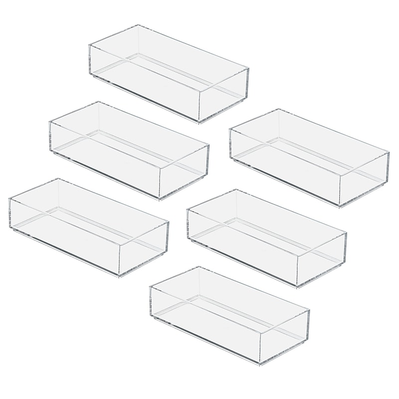 iDESIGN 6-Piece Plastic Drawer Organizer, Clear (28985M6) image 1