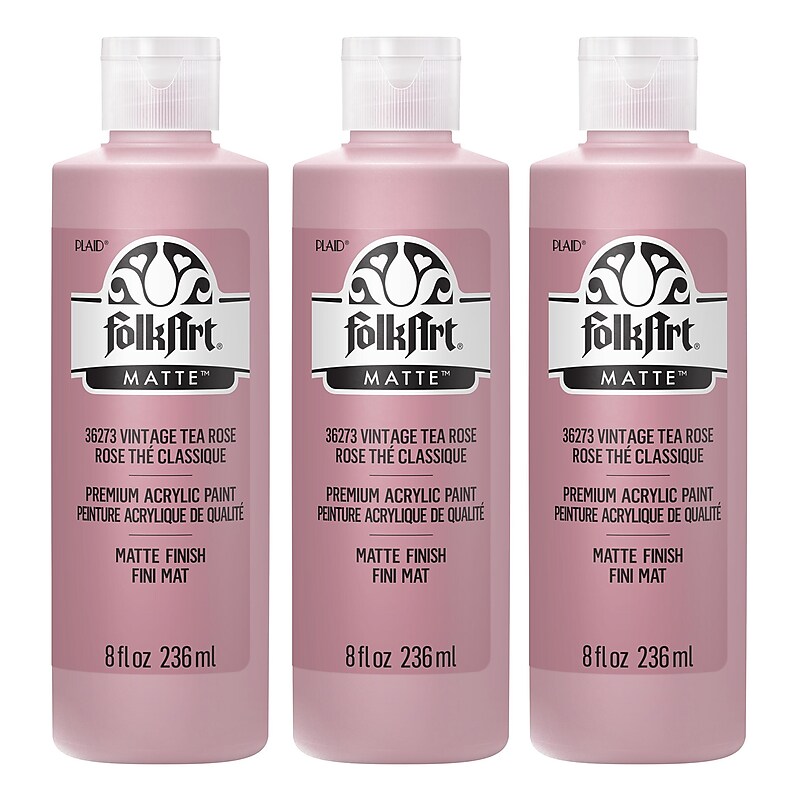 FolkArt Acrylic Paint Matte, 8oz., Vintage Tea Rose, 3/Pack(FLK36273-3) image 1