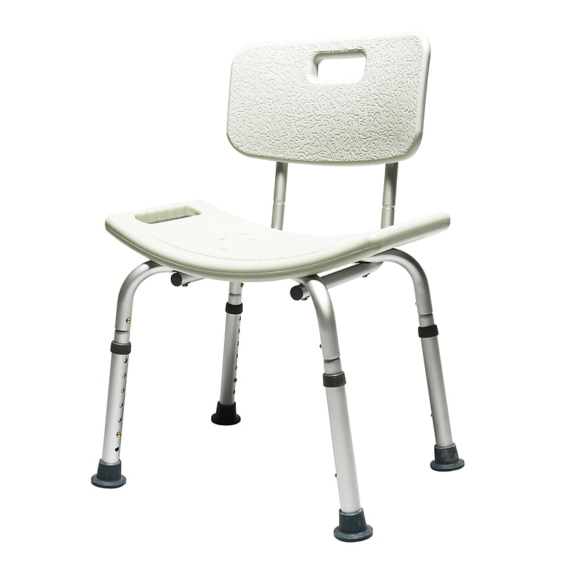 Lumex Shower Seat, Armless, Removable Backrest, Aluminum Frame, 350Lb. Capacity, White (7921KD-1) image 1