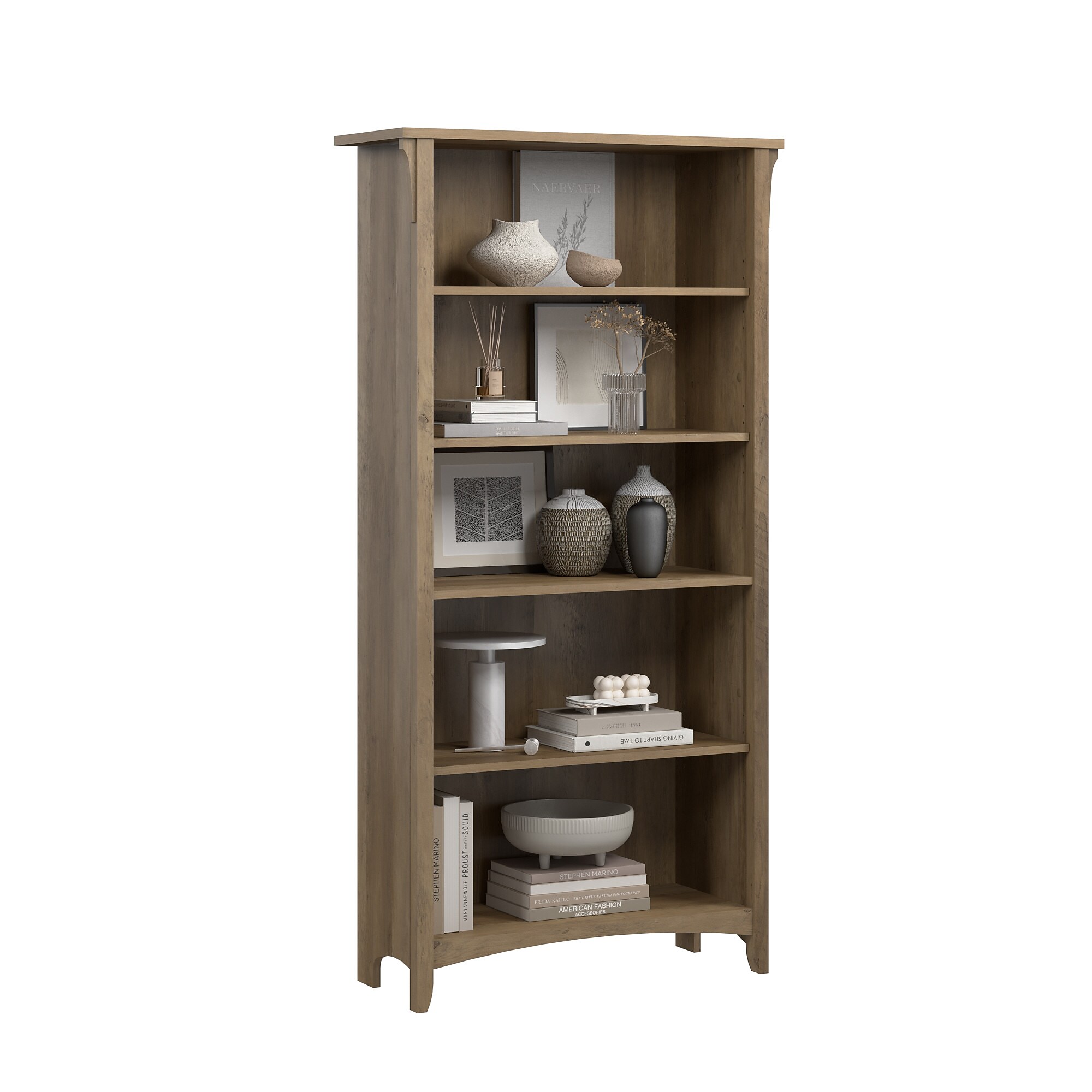 Bush Home Salinas Tall 5 Shelf Bookcase, Reclaimed Pine (SAB132RCP-03) Sansujyuku sansujyuku.com