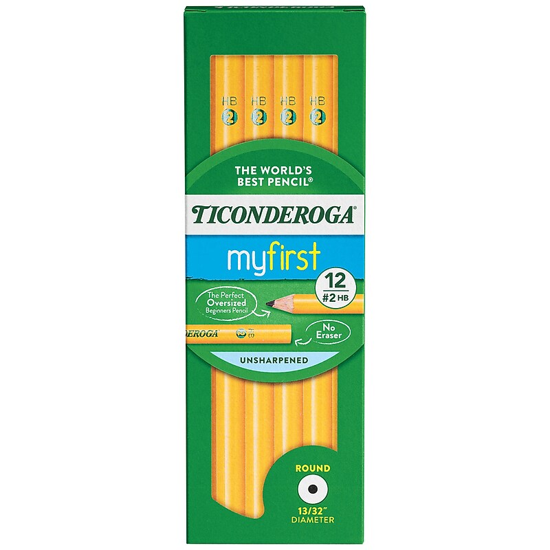 Ticonderoga Beginners Wooden Pencil, 2.2mm, #2 Soft Lead, Dozen (13080) image 1