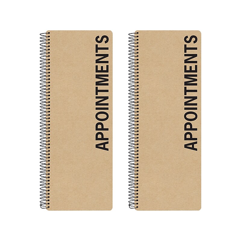 Global Printed Products 5" x 13.5" Daily Appointment Book, Kraft, 2/Pack (SPLS-0083) image 1