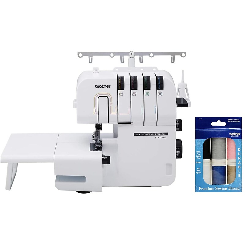 Brother Strong & Tough Electronic Serger Machine with 6-Piece Premium Sewing Thread Pack (ST4031HDSEW-STP) image 1