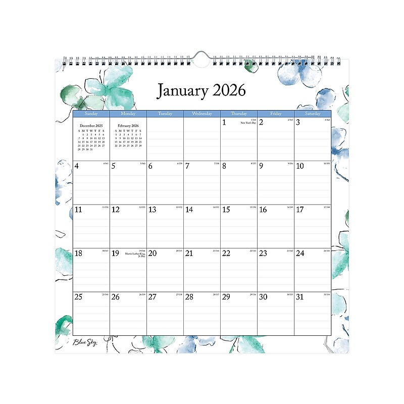 2026 Blue Sky Blue Sky 12" x 12" Monthly Dry Erase Wall Calendar, Lindley (158076) image 1