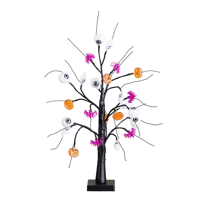Nearly Natural Pre-Lit Artificial Halloween Eyeballs, Ghosts, Bats & Pumpkins LED Ornament Tree, 2' (T5366) image 1