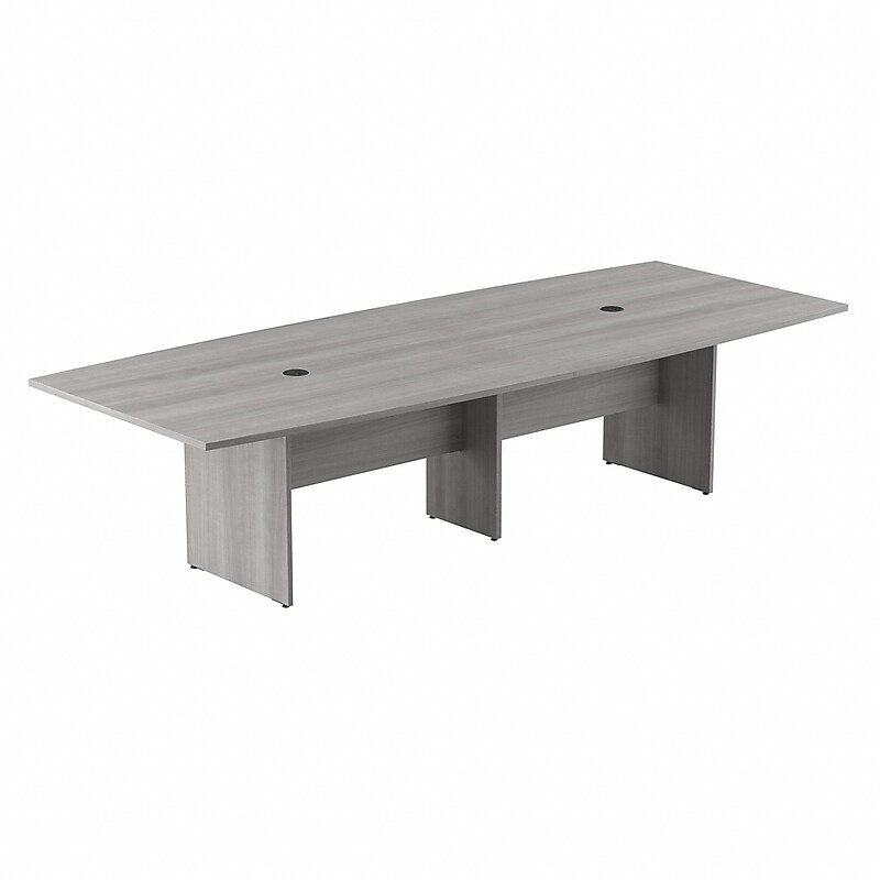 Bush Business Furniture 120W x 48D Boat Shaped Conference Table with Wood Base, Platinum Gray (99TB12048PGK) image 1