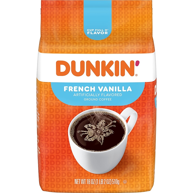 Dunkin' French Vanilla Ground Coffee, Medium Roast, 18 oz., Each (8133400680) image 1
