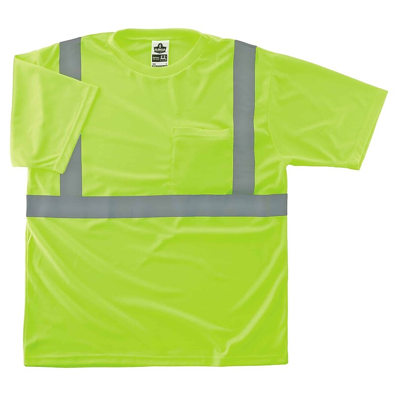 GloWear 8289-ECO High Visibility Short Sleeve T-Shirt, ANSI Type R Class 2, Lime, XS, (21531) image 1