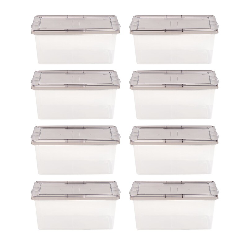 Iris 17 Quart Snap Top Plastic Snap Closure Storage Bin, Clear, 8/Pack (500156) image 1