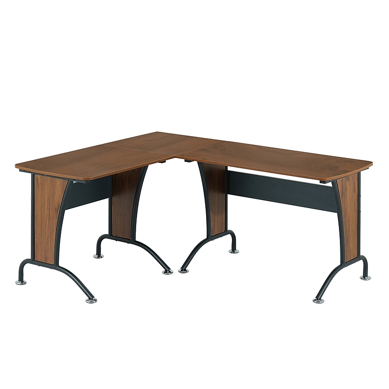 Techni Mobili Deluxe 57"W L-Shaped Desk, Mahogany (RTA-3806-M615) image 1