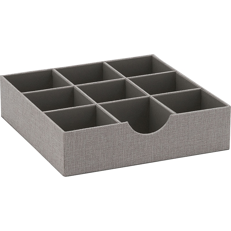 Household Essentials 9-Compartment Cardboard/Polyester Drawer Organizer, Gray (728-1) image 1