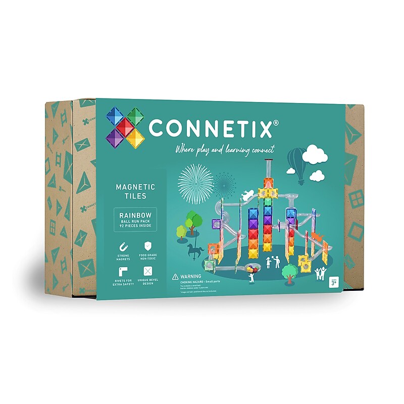 Connetix Magnetic Tiles Rainbow Ball Run Pack, 92 Pieces (CNTR00092BR) image 1