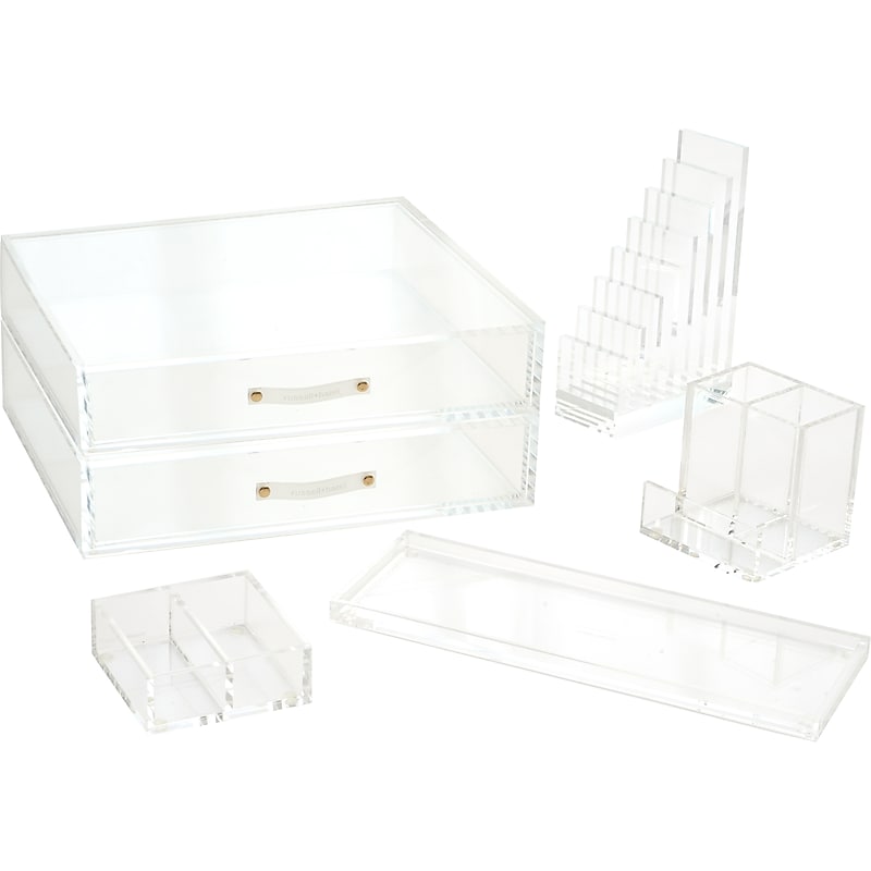 Russell+Hazel Trendsetter 6-Piece Desk Organizer Set, Acrylic, Clear (64476) image 1