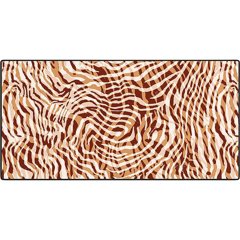 DENY Designs Waves Modern Wild Ap by Marta Barragan Camarasa Anti-Slip Polyester Desk Pad, 15.5" x 31.5", Brown/White image 1