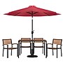 Flash Furniture Lark Outdoor Patio Dining Table Set, Red Umbrella, 7 Piece Set (X30484UB19BRD)~#|#~CD3B89E1-710F-4E07-8EFB3D256E776B08_sc7