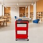 Luxor LEADER 3-Shelf Adjustable Media Utility Cart with Pullout Tray, Red (UCMT1KB-RD)~#|#~CD3DB8D3-B454-45FA-809B164AAF3CC22E_sc7