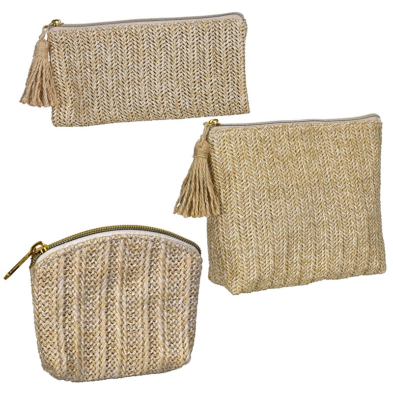 Kingsley 3-Piece Fabric Travel Pouch Set, Rattan (STPLS-006) image 1