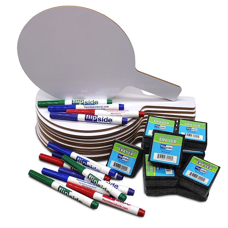 Flipside Oval Dry-Erase Answer Paddles, Pens, and Erasers Class Pack, 36/Set (19232) image 1
